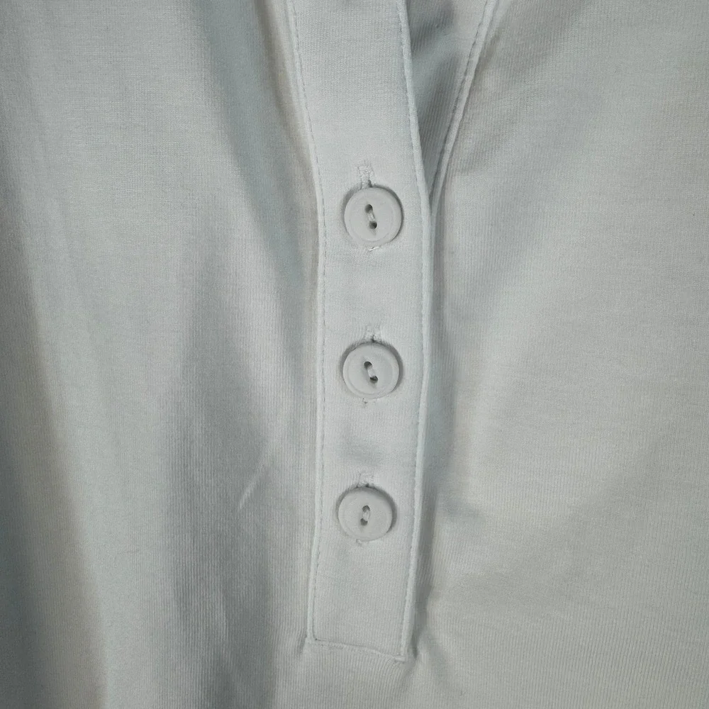J.Jill Fit White Progress Polo Shirt Womens XL Pima Cotton Spandex Short Sleeve - Picture 3 of 8